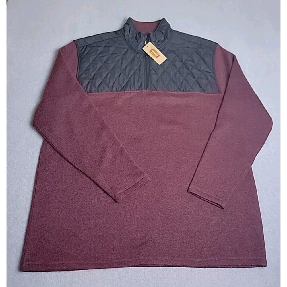 Foundry 1/4 Zip Pullover Sweater‎ Mens 2XLT Tall Red Black Knit Quilted NEW